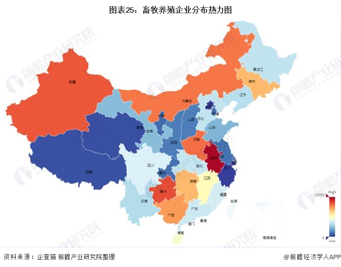 图表25：畜牧养殖企业分布热力图/